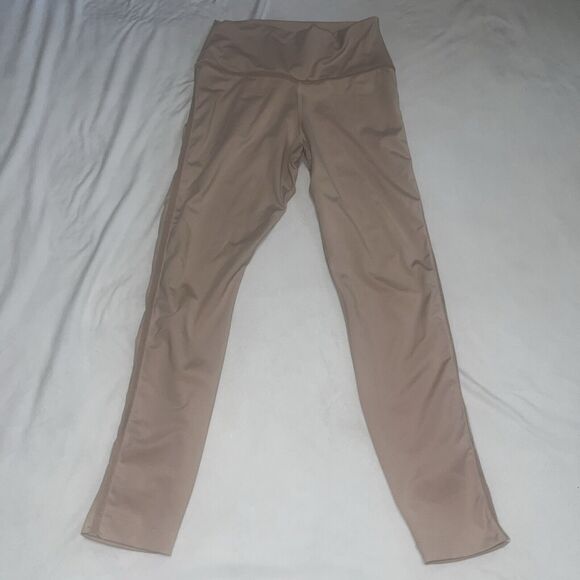Nike Blush Pink Velour Velvet Trim Dri-Fit 7/8 Workout Leggings Medium - Picture 2 of 10